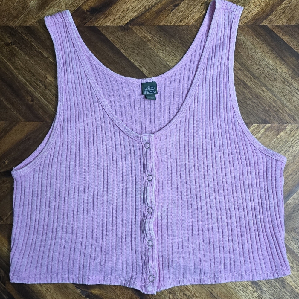 Women's Wild Fable Ribbed Button Front Cropped Tank Top Pink size XXL